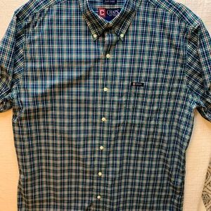 Chaps Blue and Green Plaid Button Down Shirt